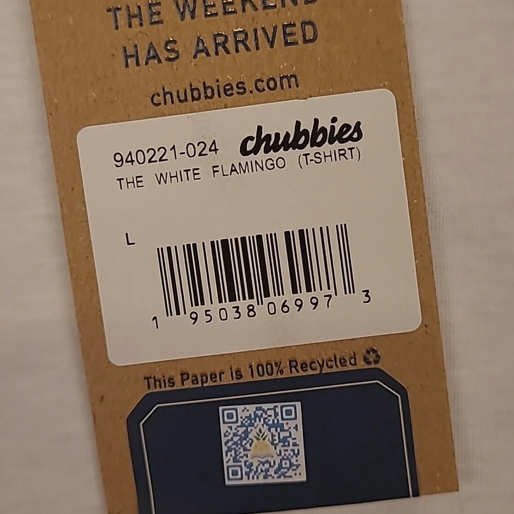 CHUBBIES White Blue The Flamingo Shirt Large Short Sleeve Mens T Shirt‎ NEW - Picture 6 of 8